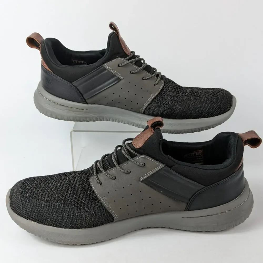 Skechers Mens Sz 10 Sneakers Delson Black Trainers Air-Cooled Memory Foam Gray